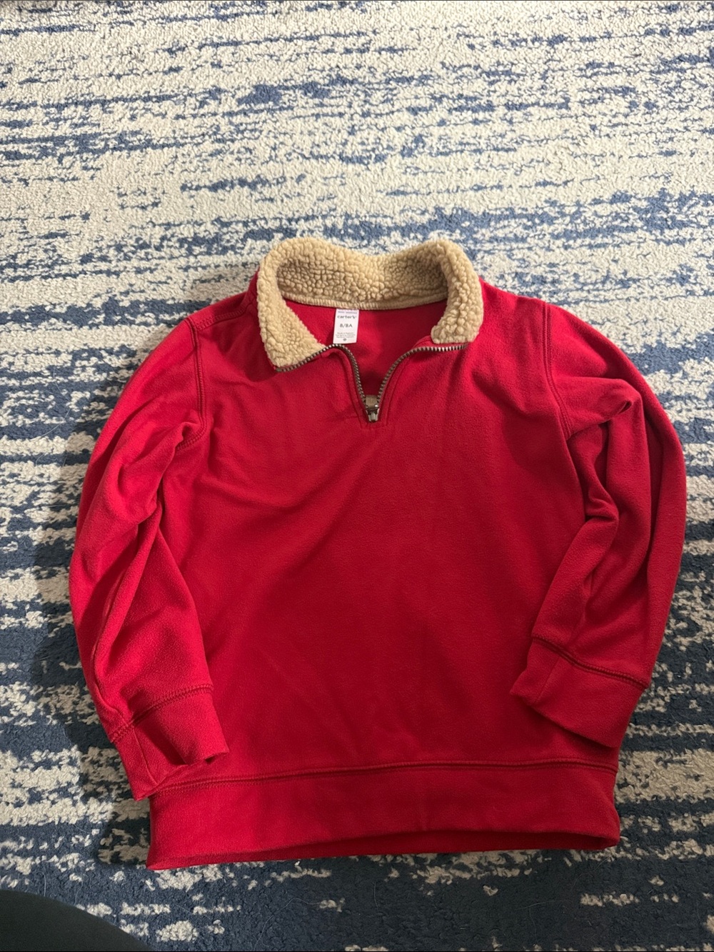 Carter's Red Sherpa-Trim Half-Zip Pullover